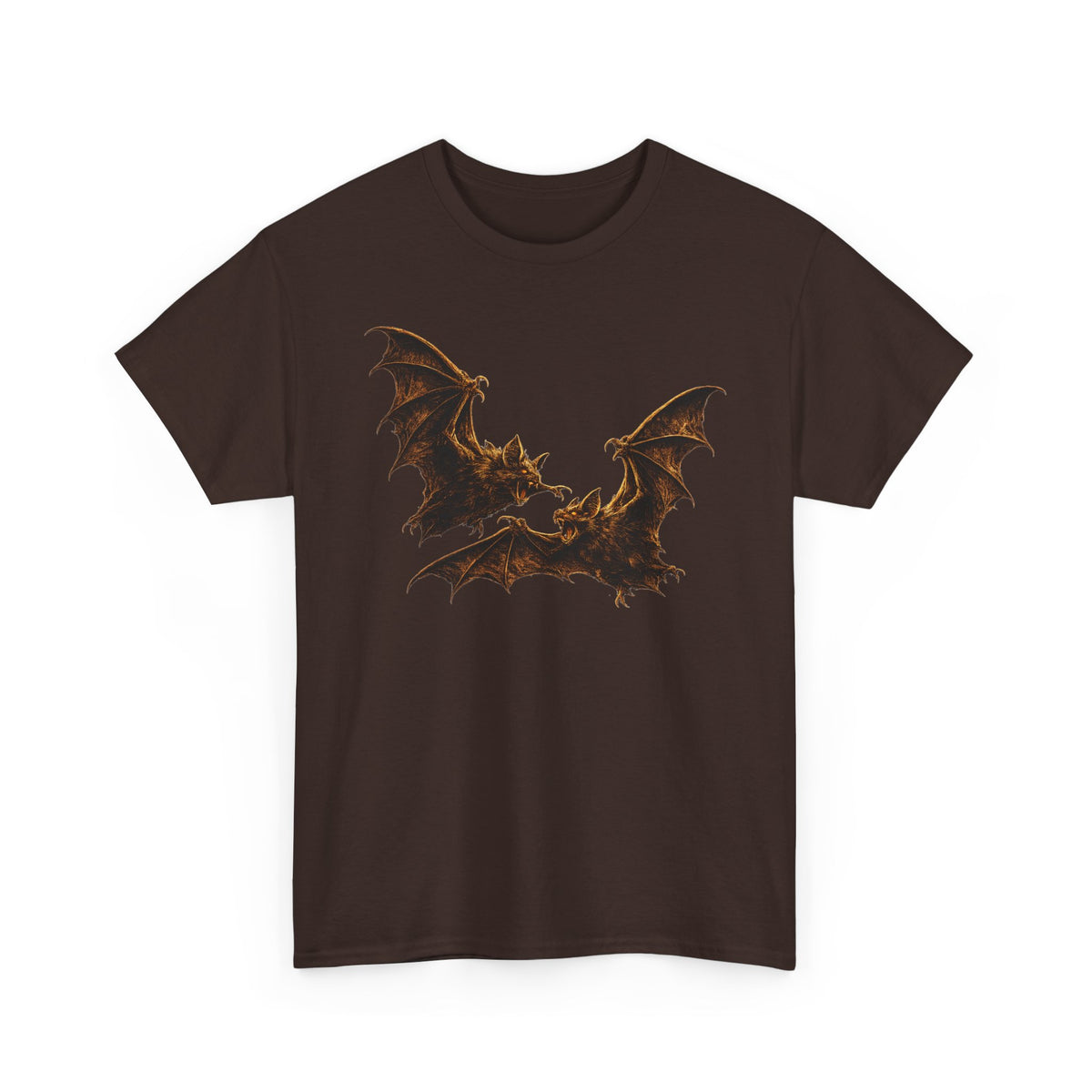 Bat duo Graphic Tee — Vintage Gothic Bat Illustration Shirt