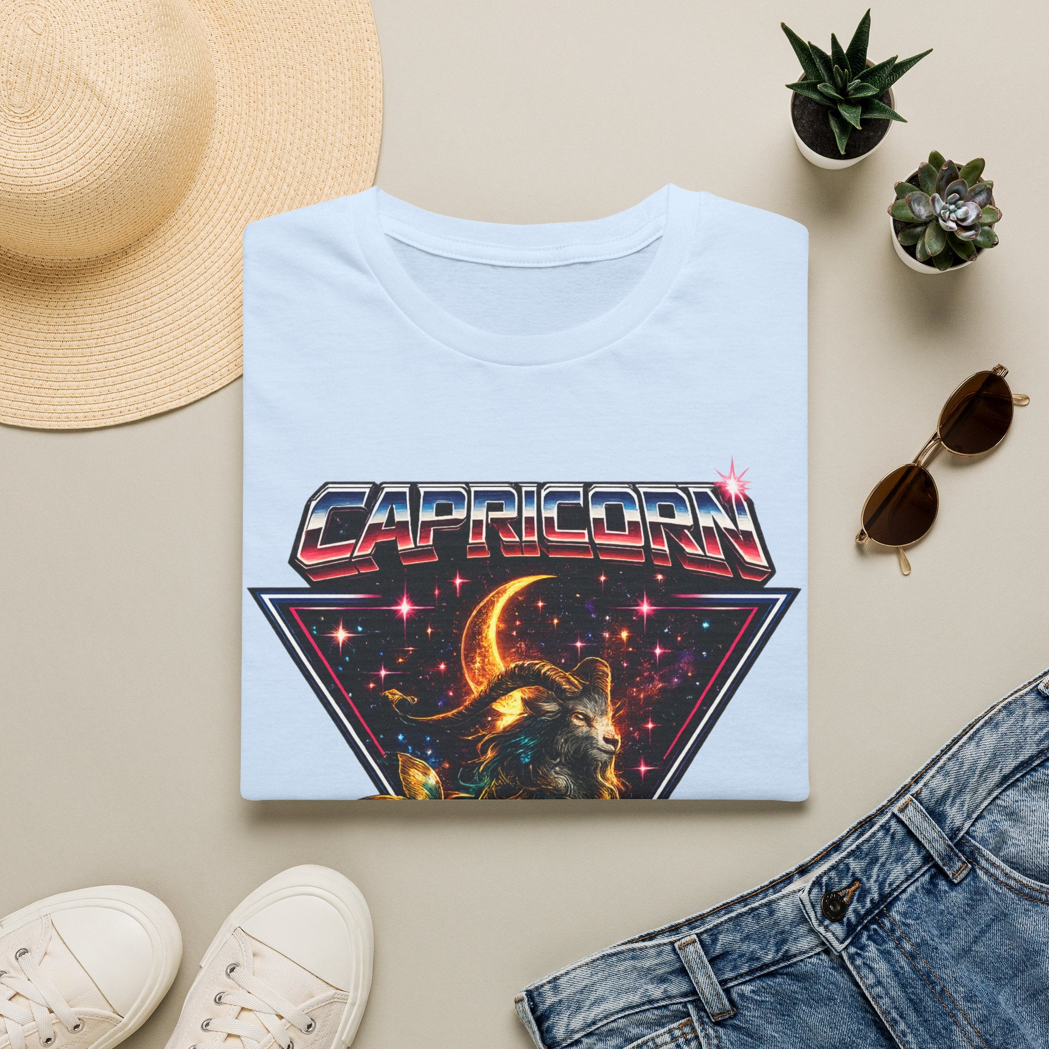 Capricorn Zodiac T-Shirt — Retro Cosmic Sea Goat Astrological Tee