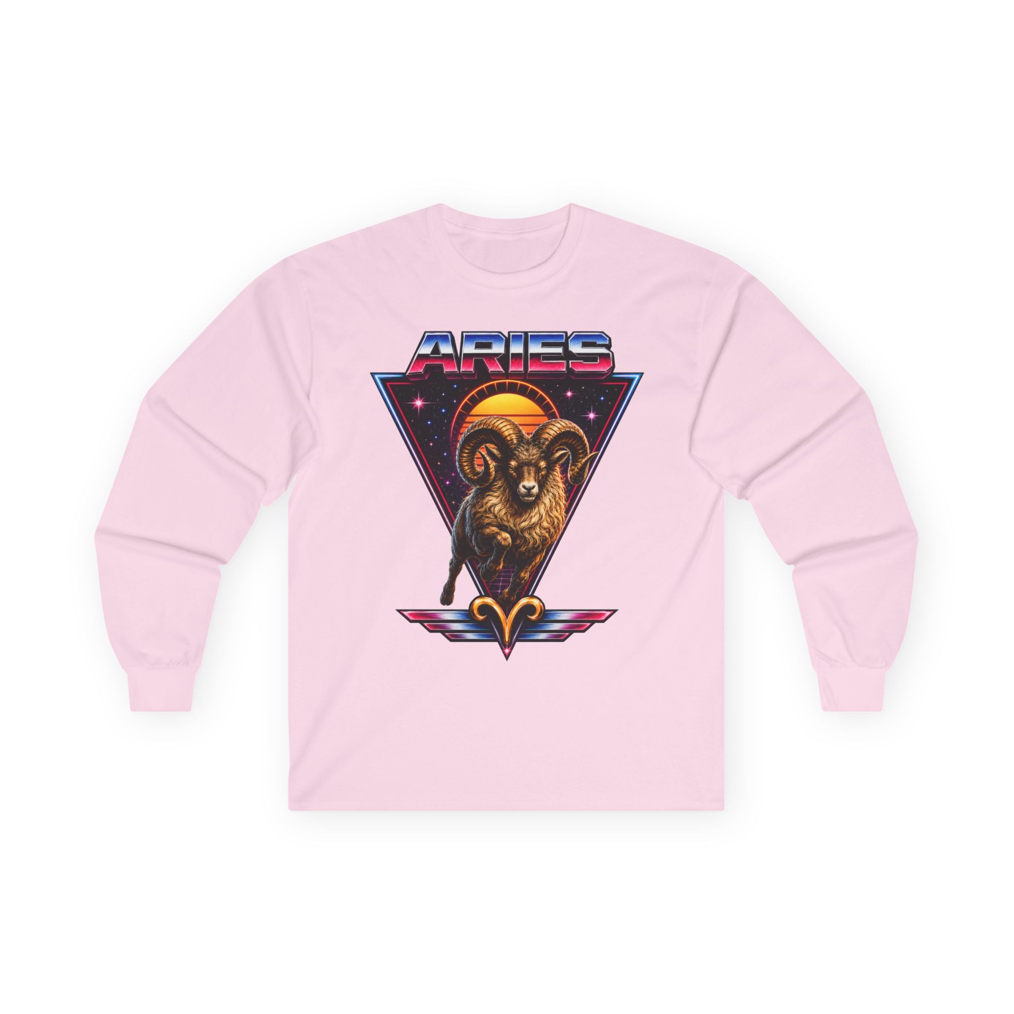 Aries 80s style Zodiac Retro Ram Long Sleeve Tee