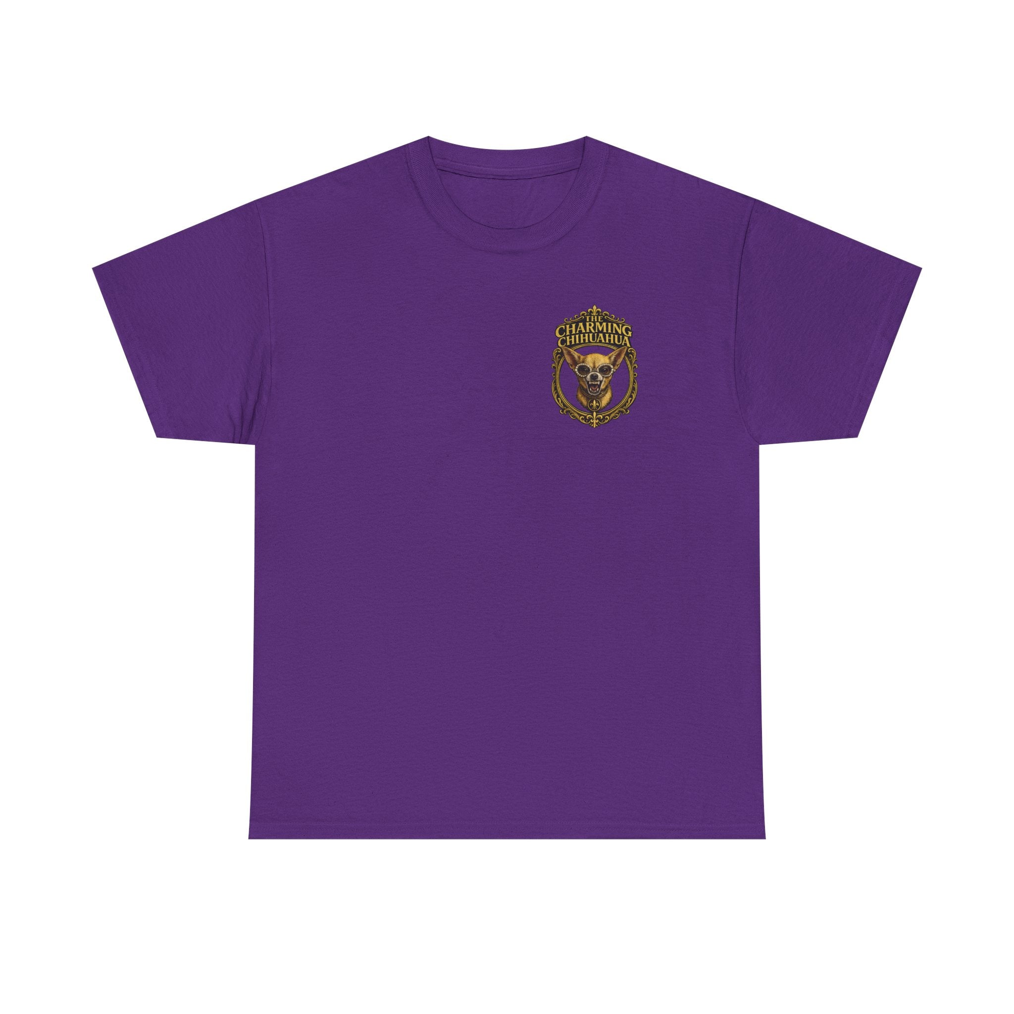 Chihuahua Crest Tee with back print — Vintage Chihuahua "THE CHARMNG CHIHUAHUA"