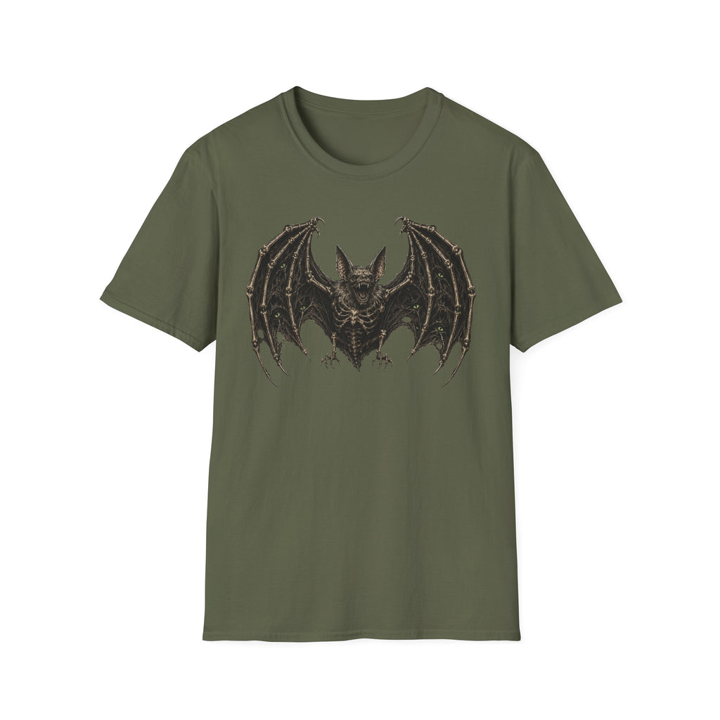 Gothic Skeletal Bat Graphic T-Shirt