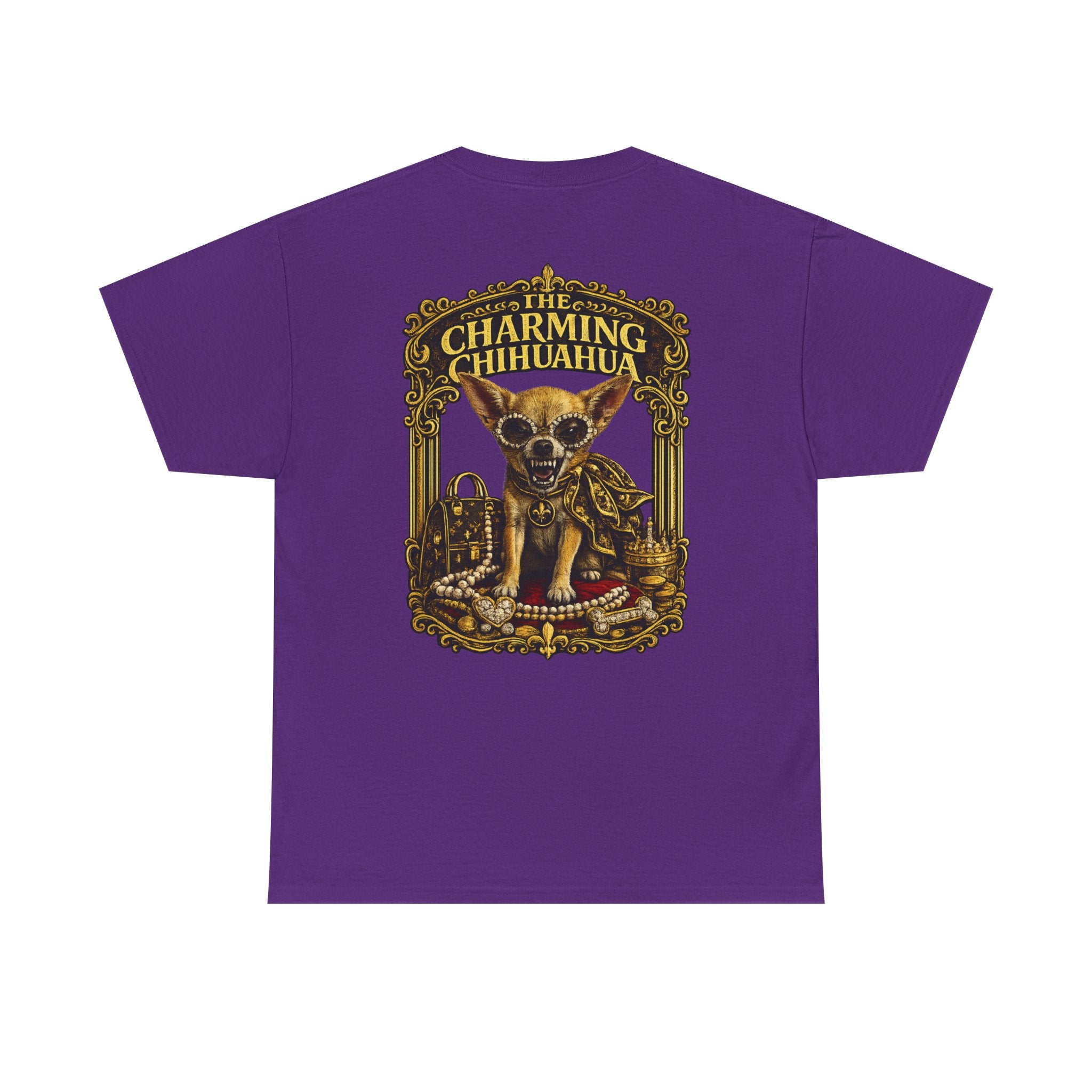 Chihuahua Crest Tee with back print — Vintage Chihuahua "THE CHARMNG CHIHUAHUA"
