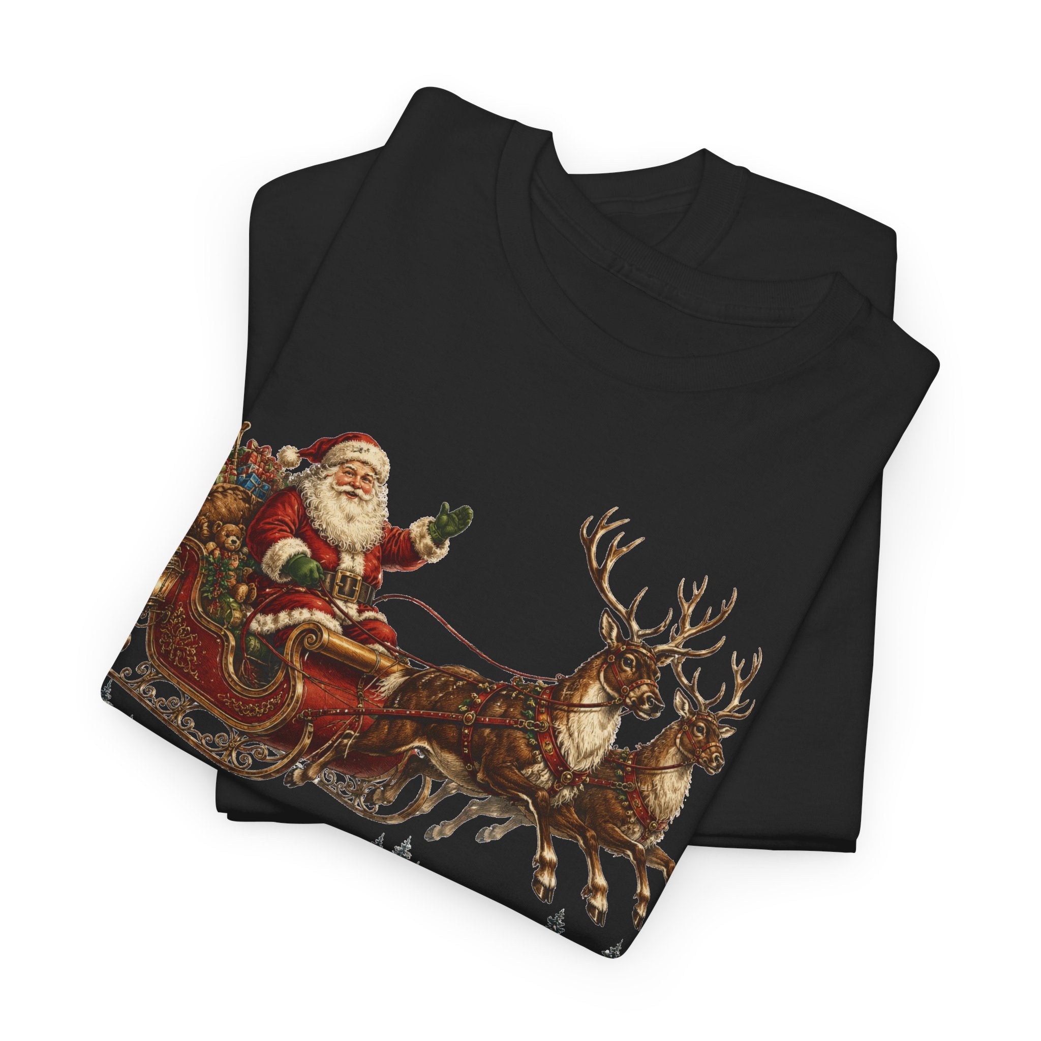 Santa Sleigh Christmas Tee — Vintage Holiday T-Shirt