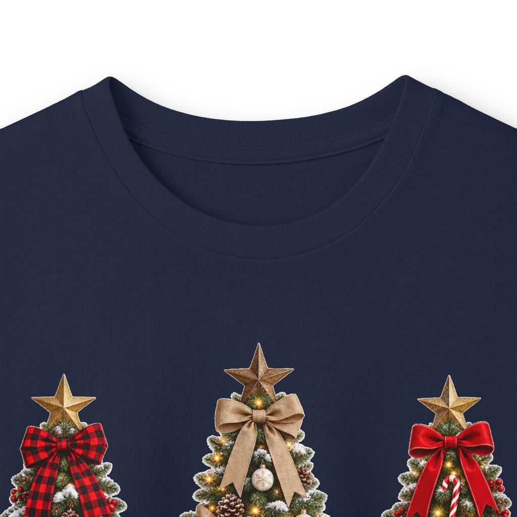 Long Sleeve Tee — Festive 'Merry Christmas' Triple Tree Holiday Graphic