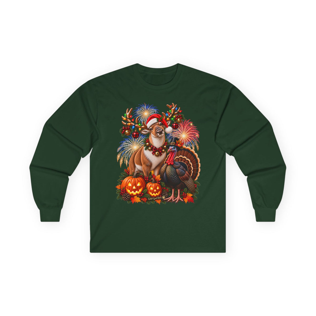 Four Holidays One Shirt  , Halloween , Thanksgiving, Christmas and New Year's Shirt