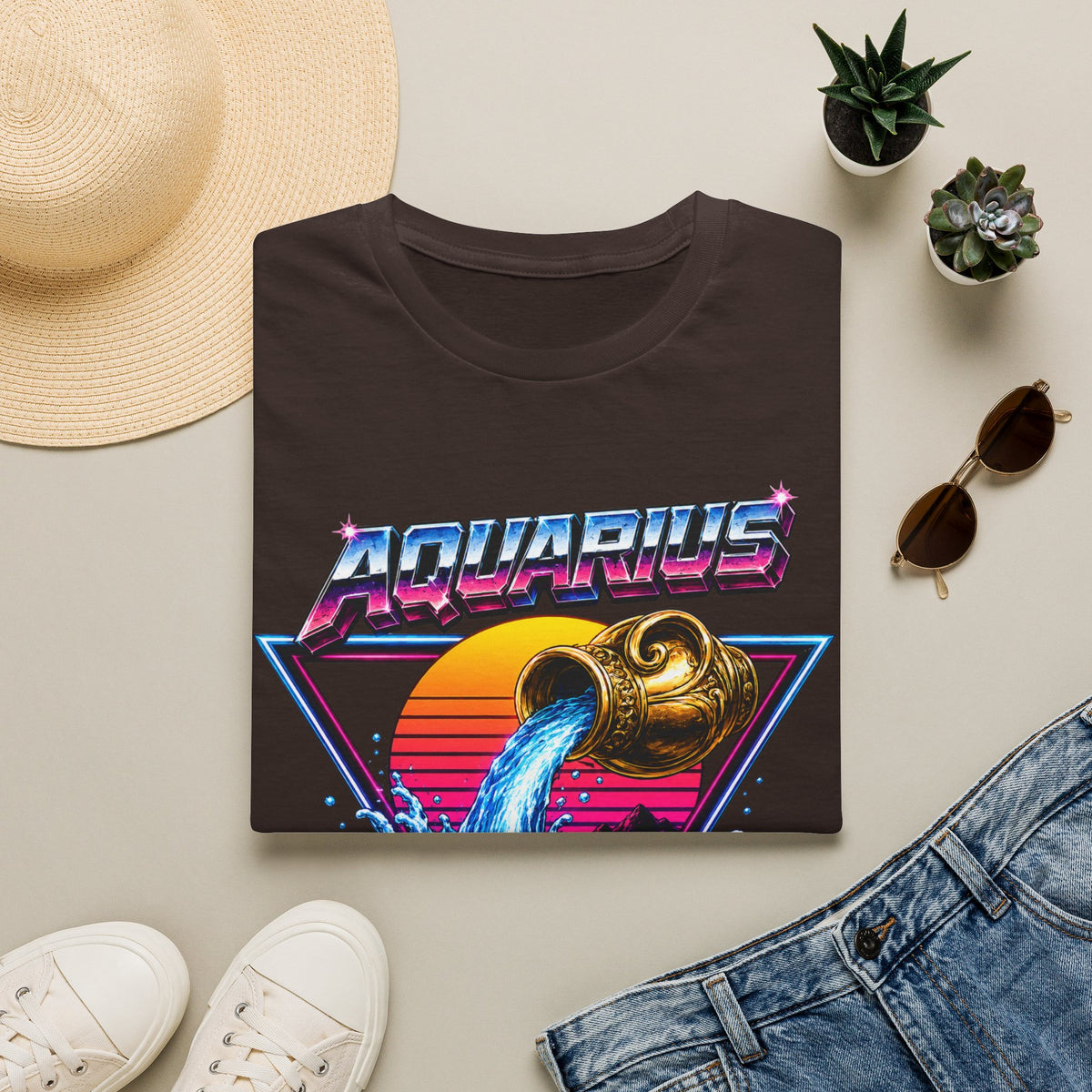 Aquarius Zodiac T‑Shirt — Retro Water Bearer Horoscope Tee