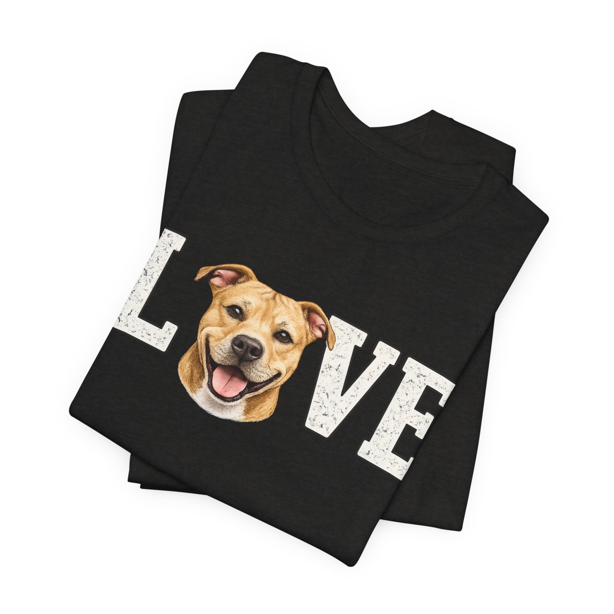 Pit Bull Love T-Shirt — 'LOVE' with Happy Puppy Face Tee