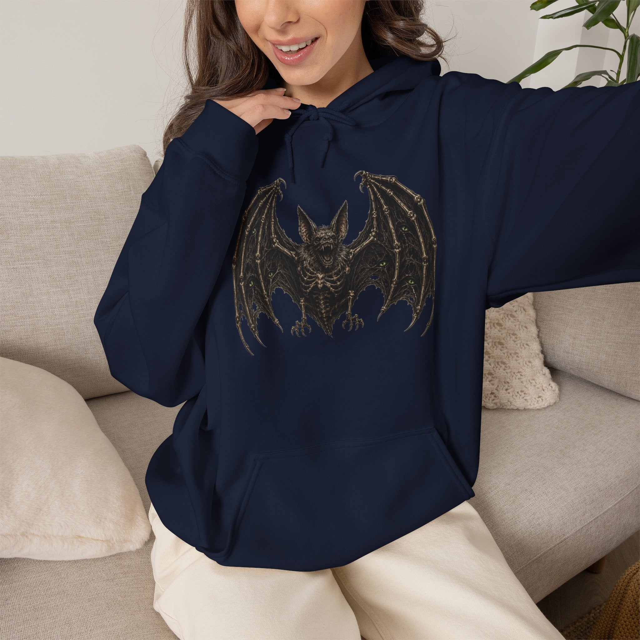 Gothic Bat Graphic Hoodie — Vintage Winged Bat Sweatshirt