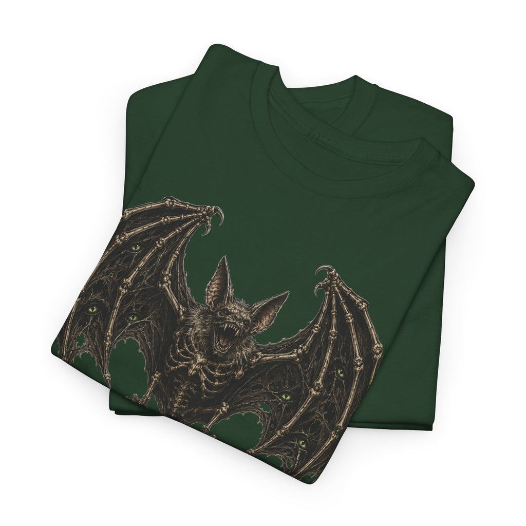 Gothic Bat Graphic Tee — Vintage Winged Skeletal Bat T‑Shirt for Halloween & Gothic Style
