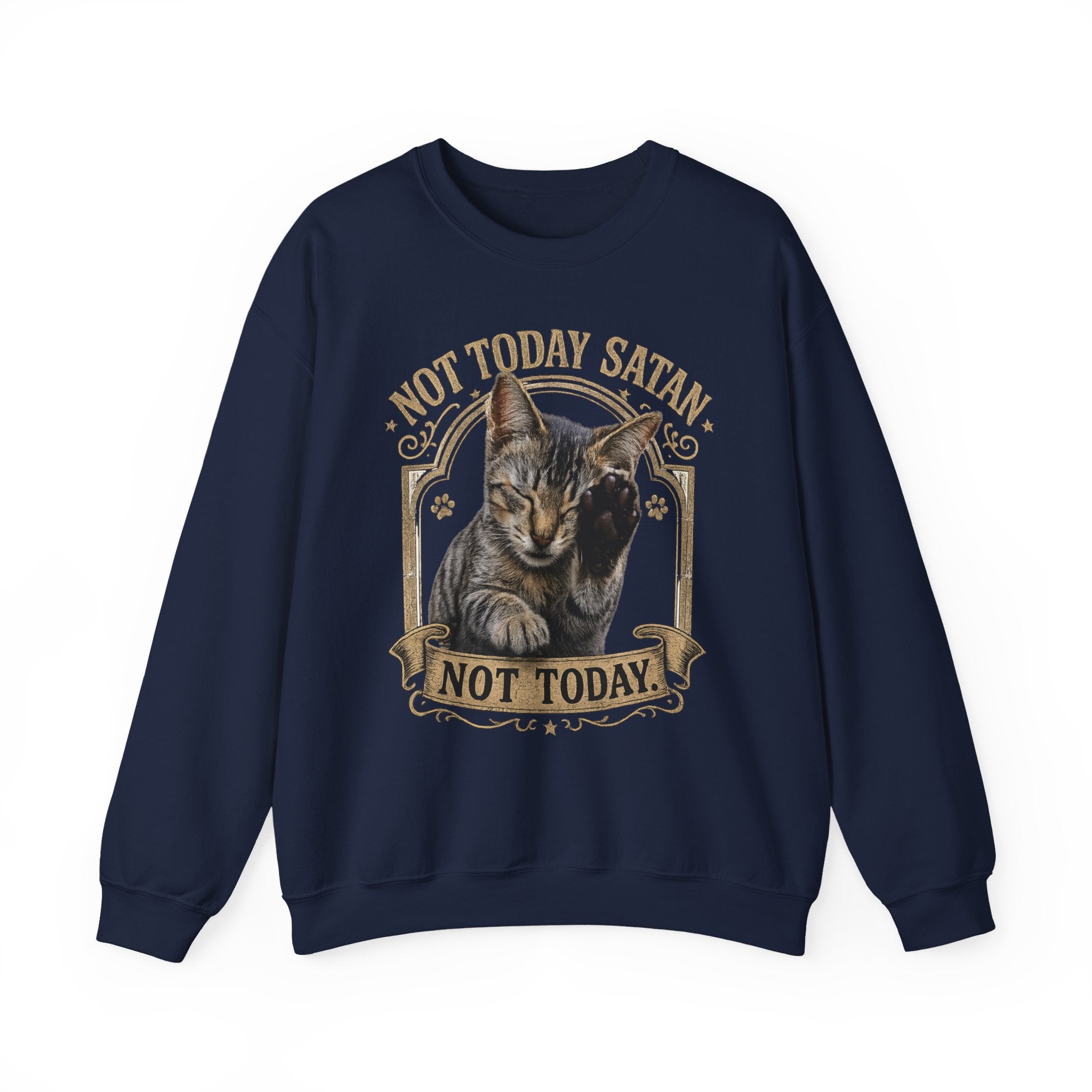 Not Today Satan Cat Sweatshirt – Funny Vintage Cat Crewneck