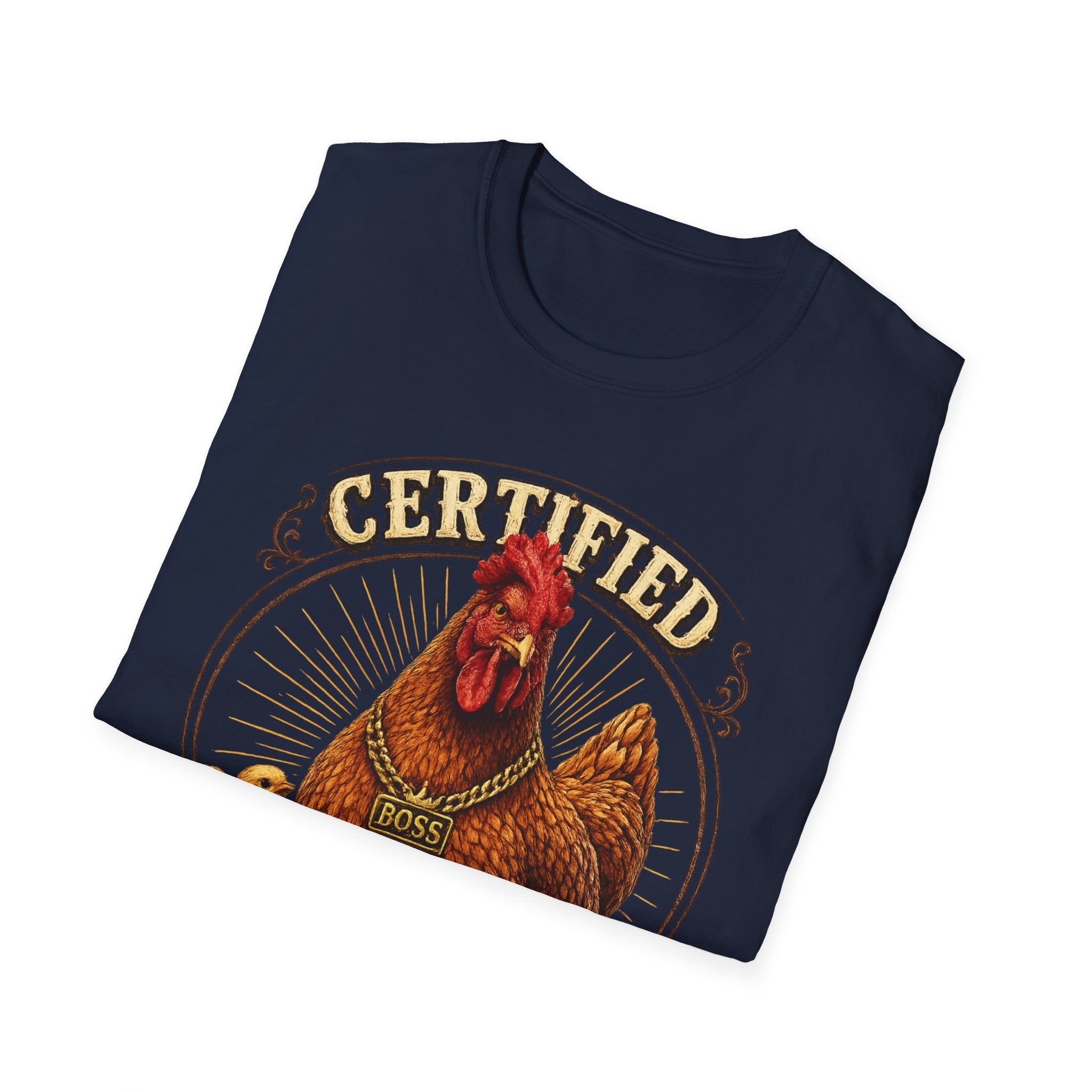 Boss Hen T-Shirt — "Certified Boss Hen Runs This Coop" Chicken Farm Tee