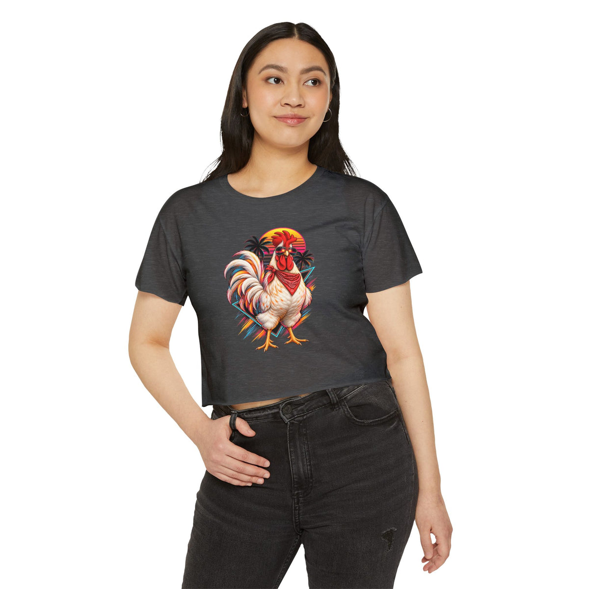 Rooster Sunset Crop Top — Women's Festival Tank Top