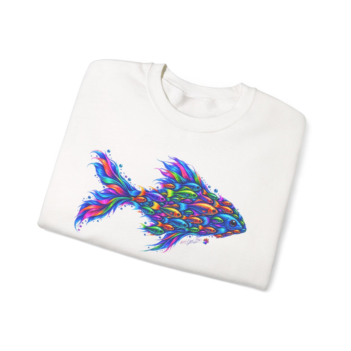 Colorful Fish Crewneck Sweatshirt — Vibrant Psychedelic Fish Graphic