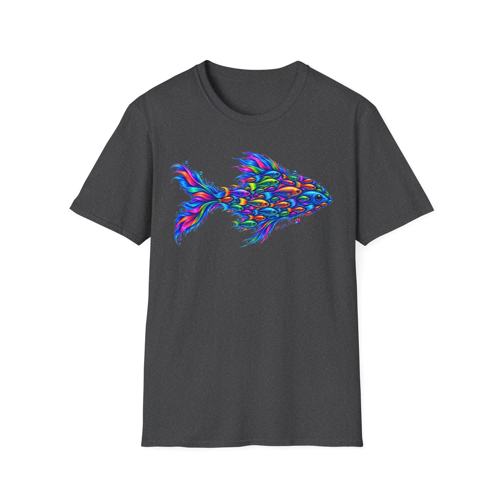 Colorful Fish Graphic T-Shirt — Vibrant Psychedelic Aquarium Art Tee