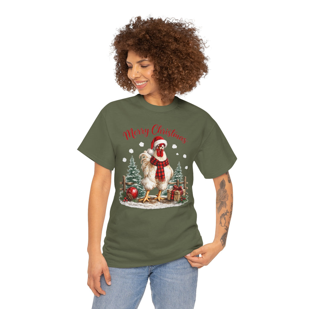 Christmas Rooster T‑Shirt – 'Merry Christmas' Festive Rooster Holiday Tee