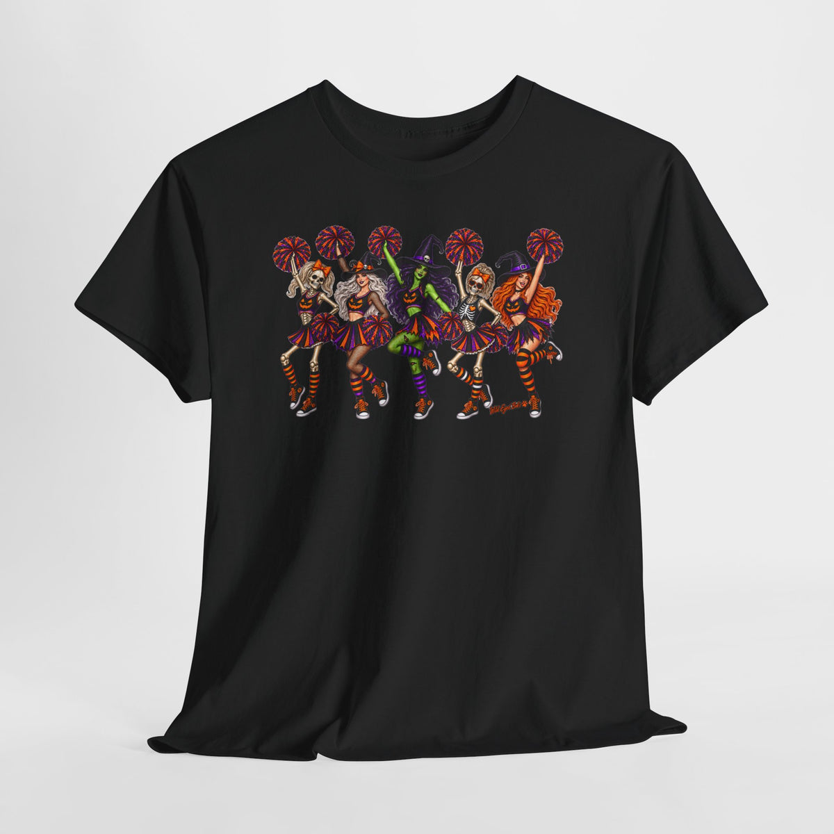 Halloween Cheerleaders Graphic Tee — Colorful Holloween cheer Squad Shirt