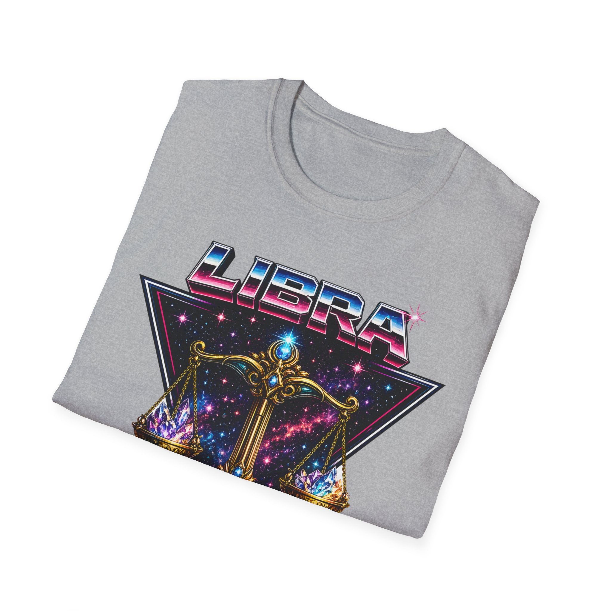 Libra Zodiac T-Shirt — Retro Neon Scales Astrology Tee