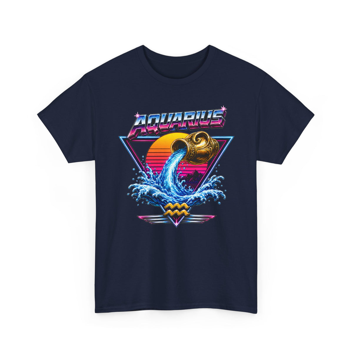 Aquarius Zodiac Tee — Retro Wave Astrological T-Shirt