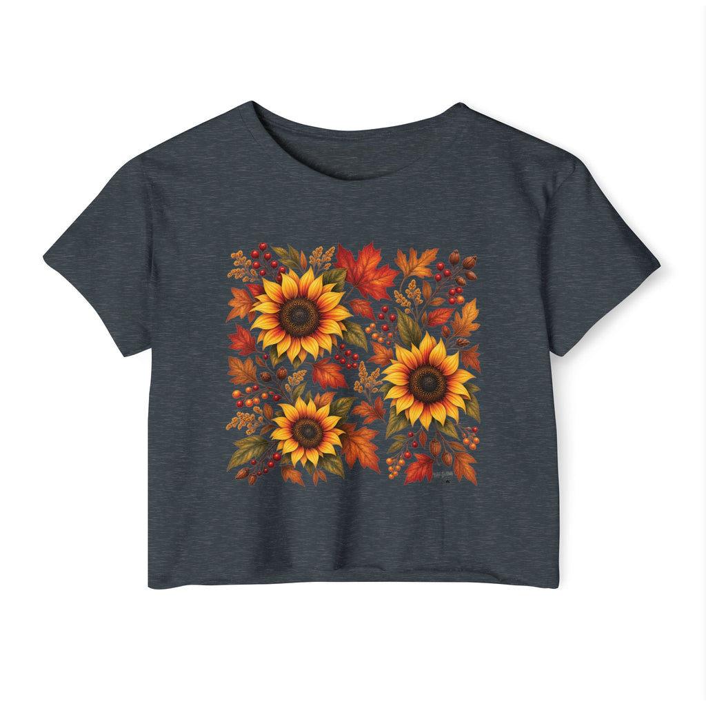 Sunflower Fall Crop Top — Autumn Floral Festival Tee