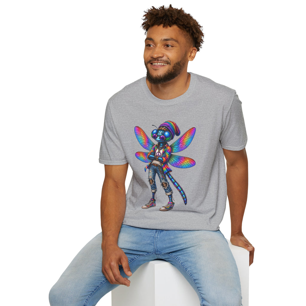 Psychedelic Dragonfly Graphic T-Shirt — Colorful Rasta-Inspired Bug Art Tee