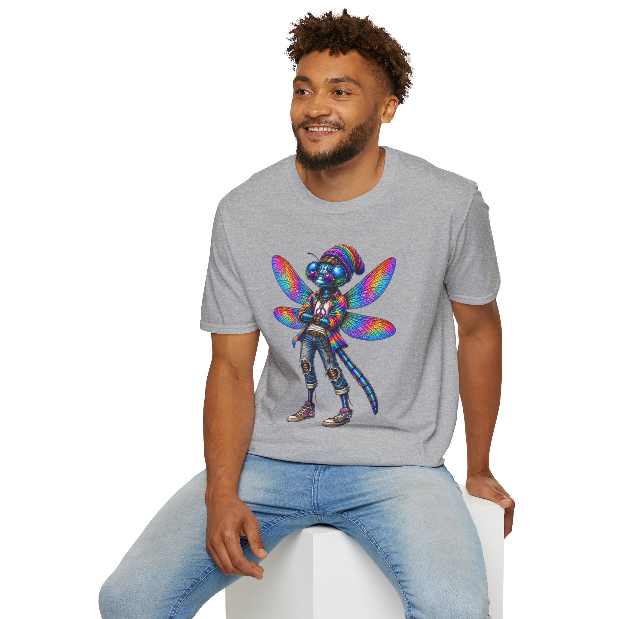 Psychedelic Dragonfly Graphic T-Shirt — Colorful Rasta-Inspired Bug Art Tee