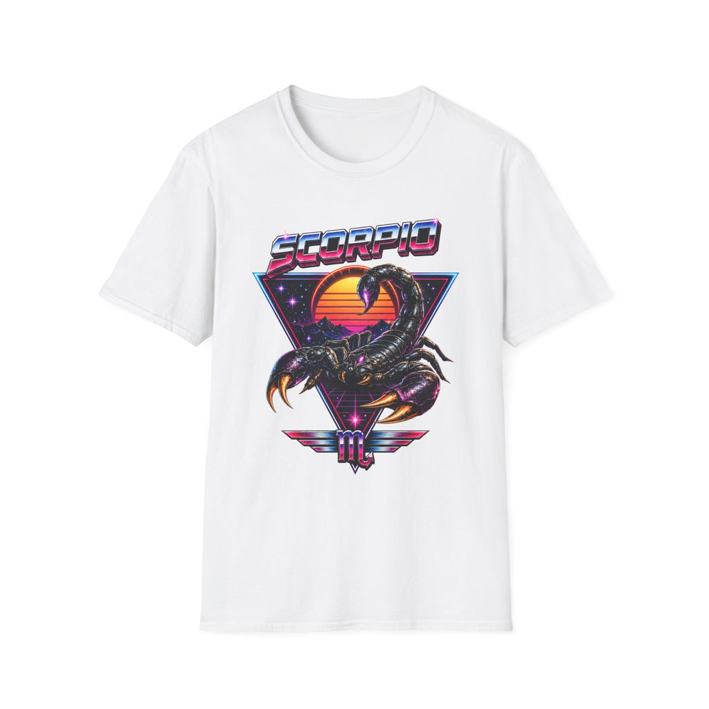 Scorpio Retro Sunset T‑Shirt — 80s Neon Scorpion Zodiac Tee
