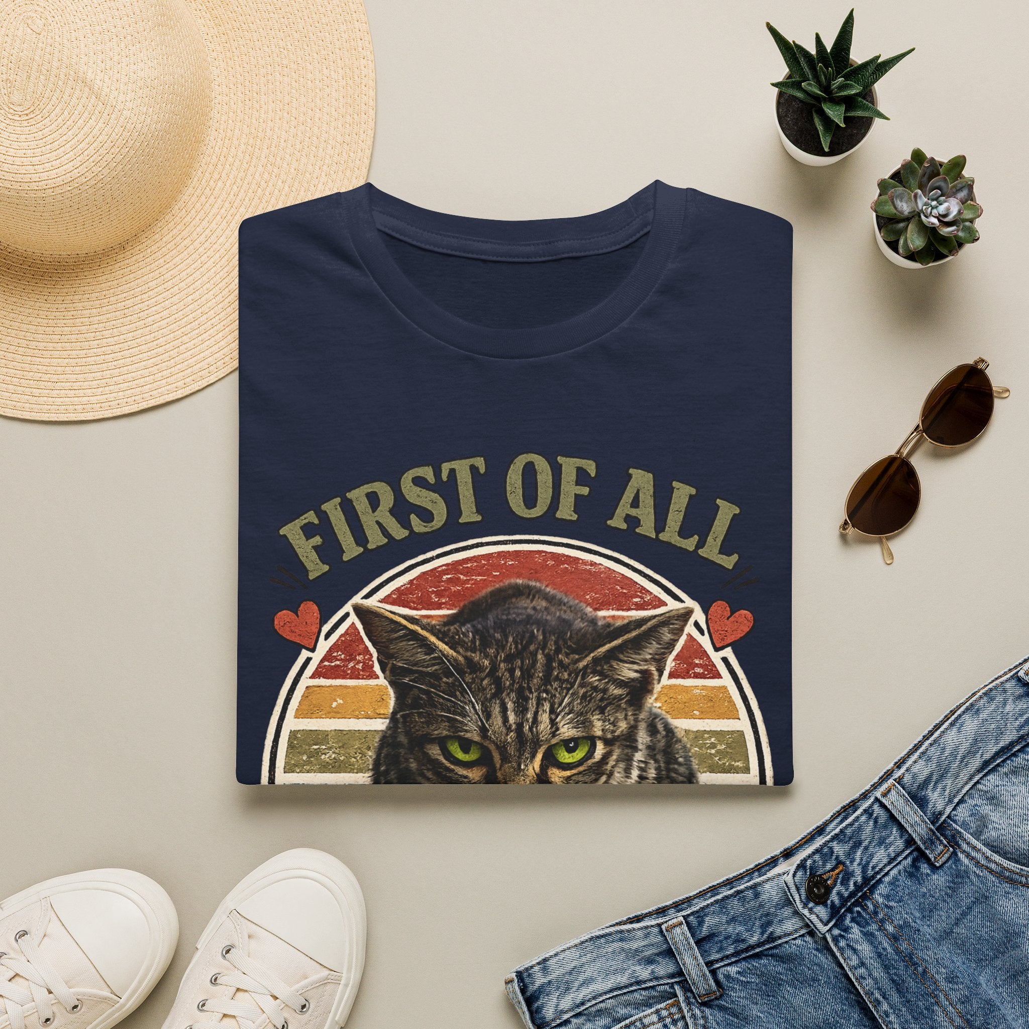 Cat T‑Shirt — “First of All I’m a Delight” Vintage Cat Graphic Tee