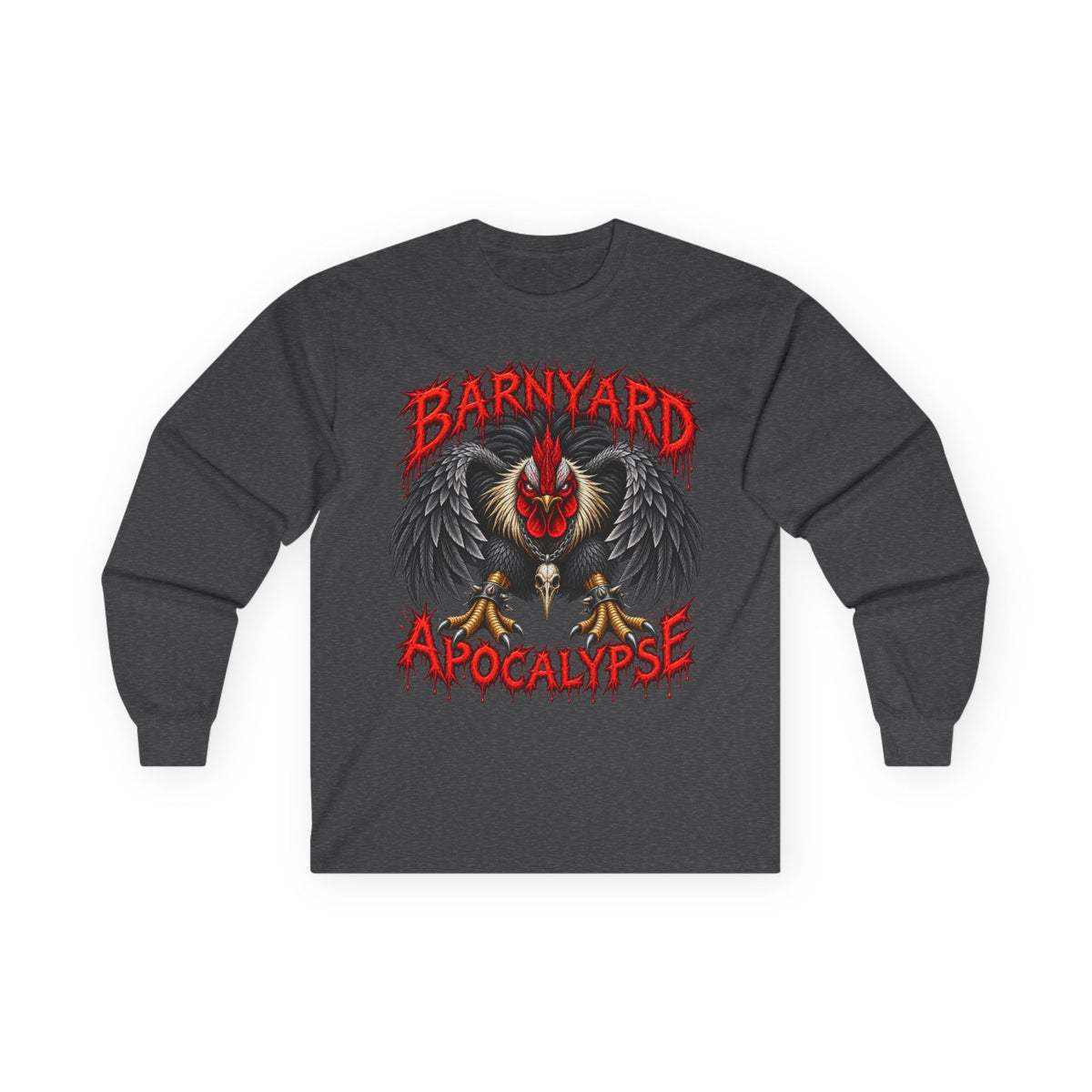 Barnyard Apocalypse Long Sleeve Tee — Rooster Graphic Shirt