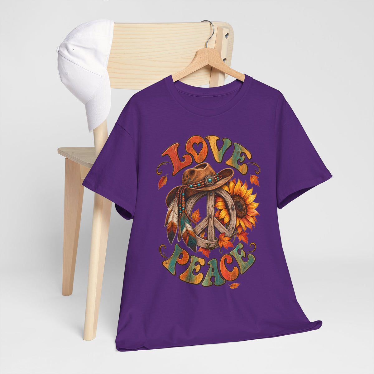 Love & Peace Retro Sunflower Boho Graphic Tee
