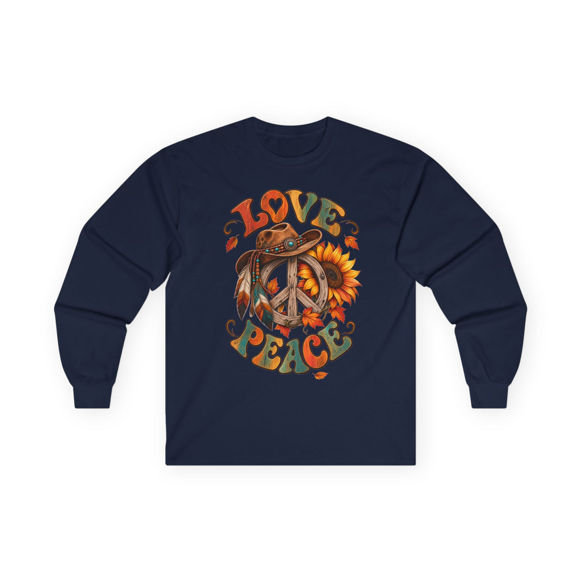 Love & Peace Retro Sunflower Long Sleeve Tee