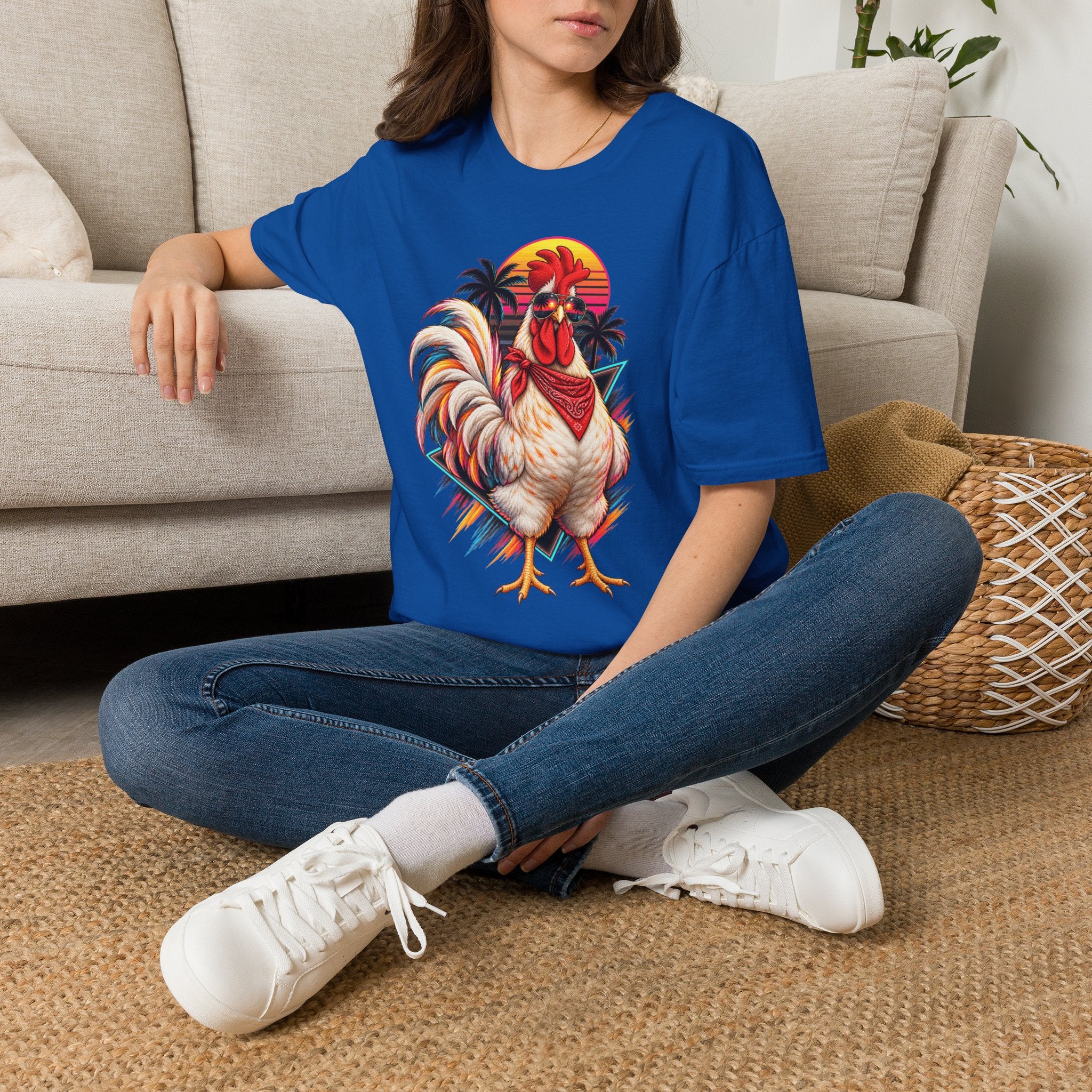Rooster Sunset T-Shirt — Tropical Rooster Graphic Tee