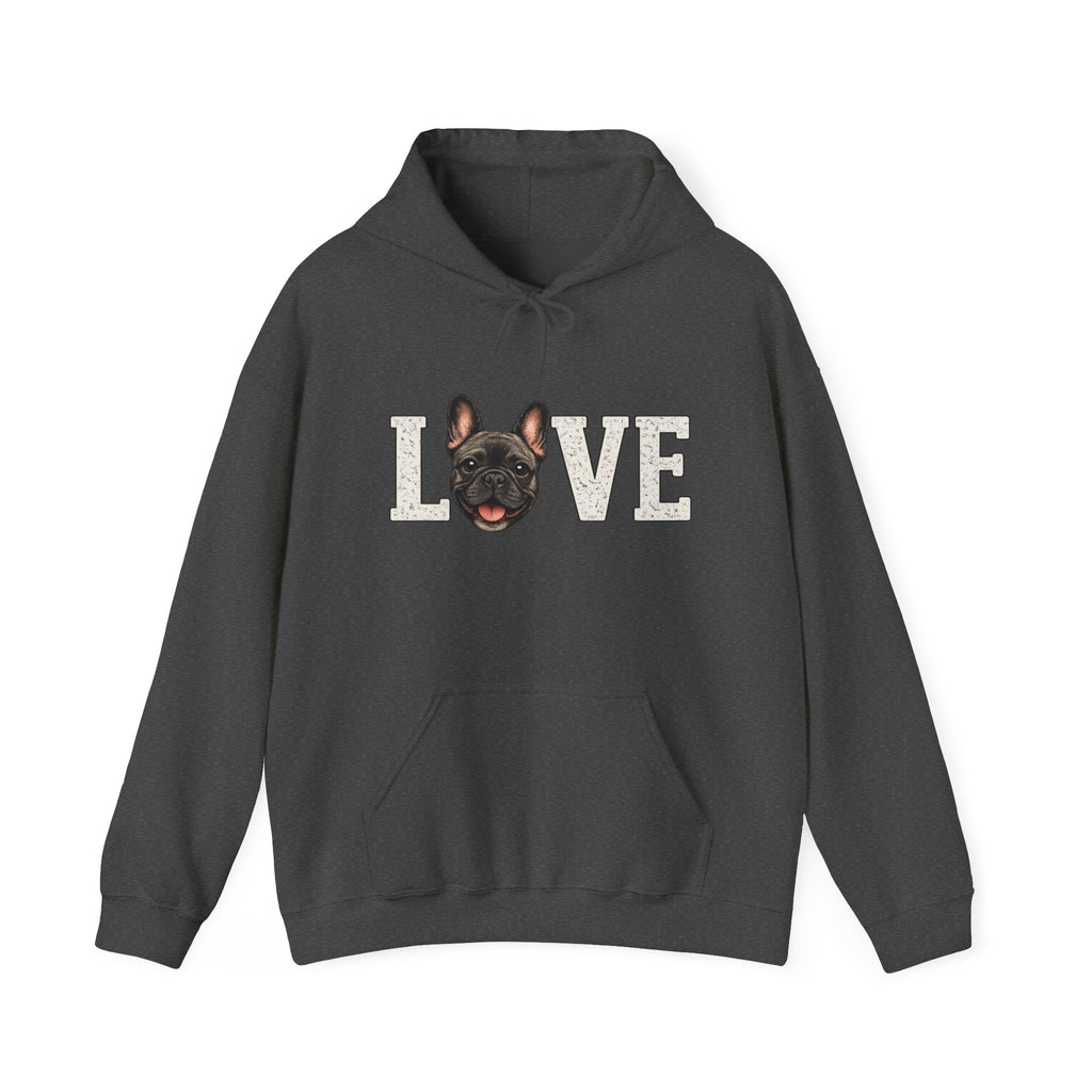 French Bulldog LOVE Hoodie — Cute Dog Lover Pullover for Pet Owners