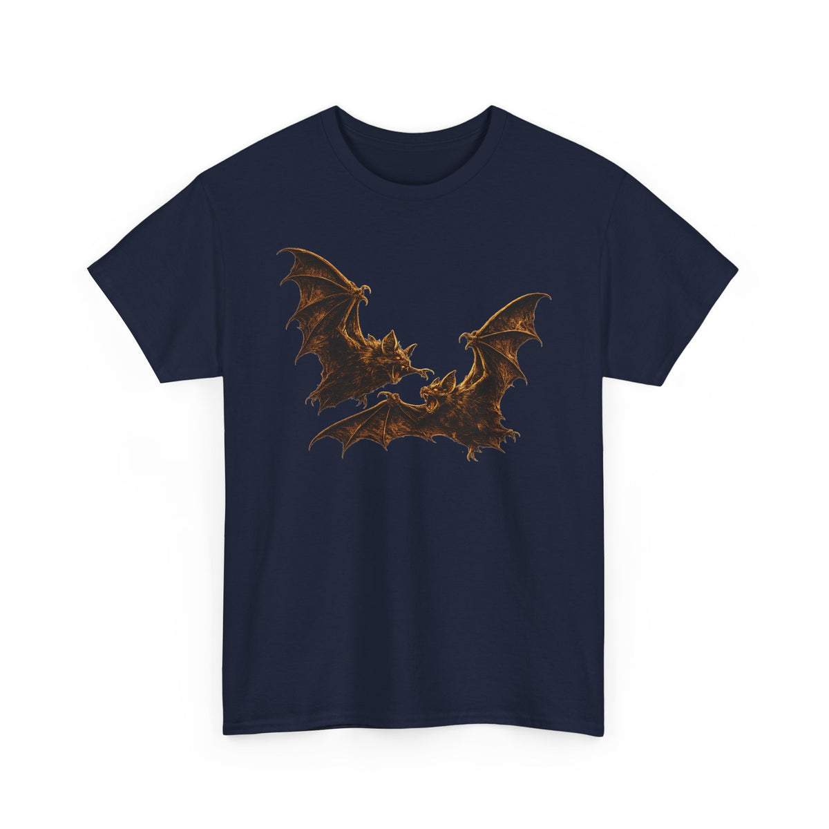Bat duo Graphic Tee — Vintage Gothic Bat Illustration Shirt