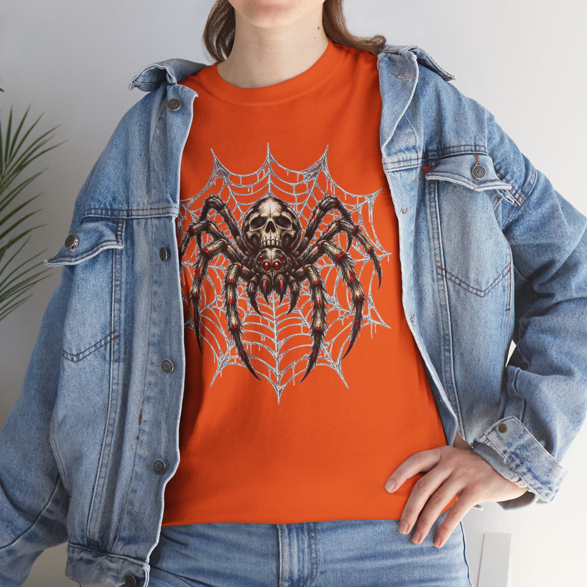 Spider Skull Web T‑Shirt — Gothic Halloween Graphic Tee
