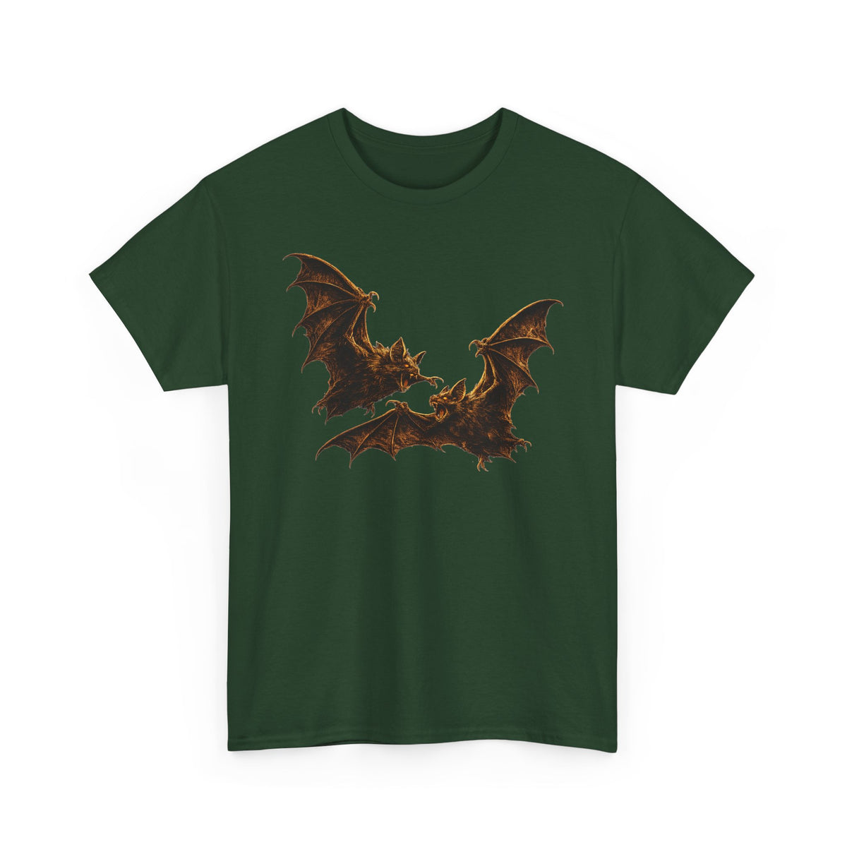 Bat duo Graphic Tee — Vintage Gothic Bat Illustration Shirt