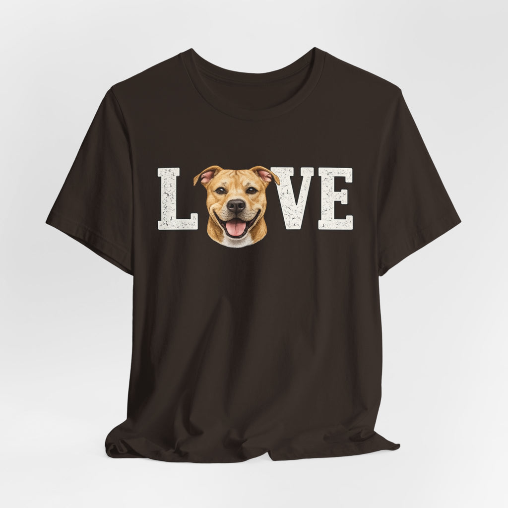Pit Bull Love T-Shirt — 'LOVE' with Happy Puppy Face Tee