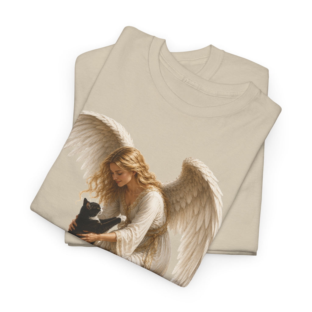 Angel with Cat T-Shirt — Guardian Angel Pet Lover Tee