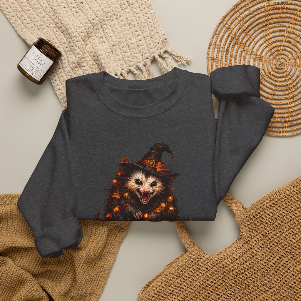 Halloween Possum Witch Sweatshirt — Pumpkin & Spooky Night Crewneck