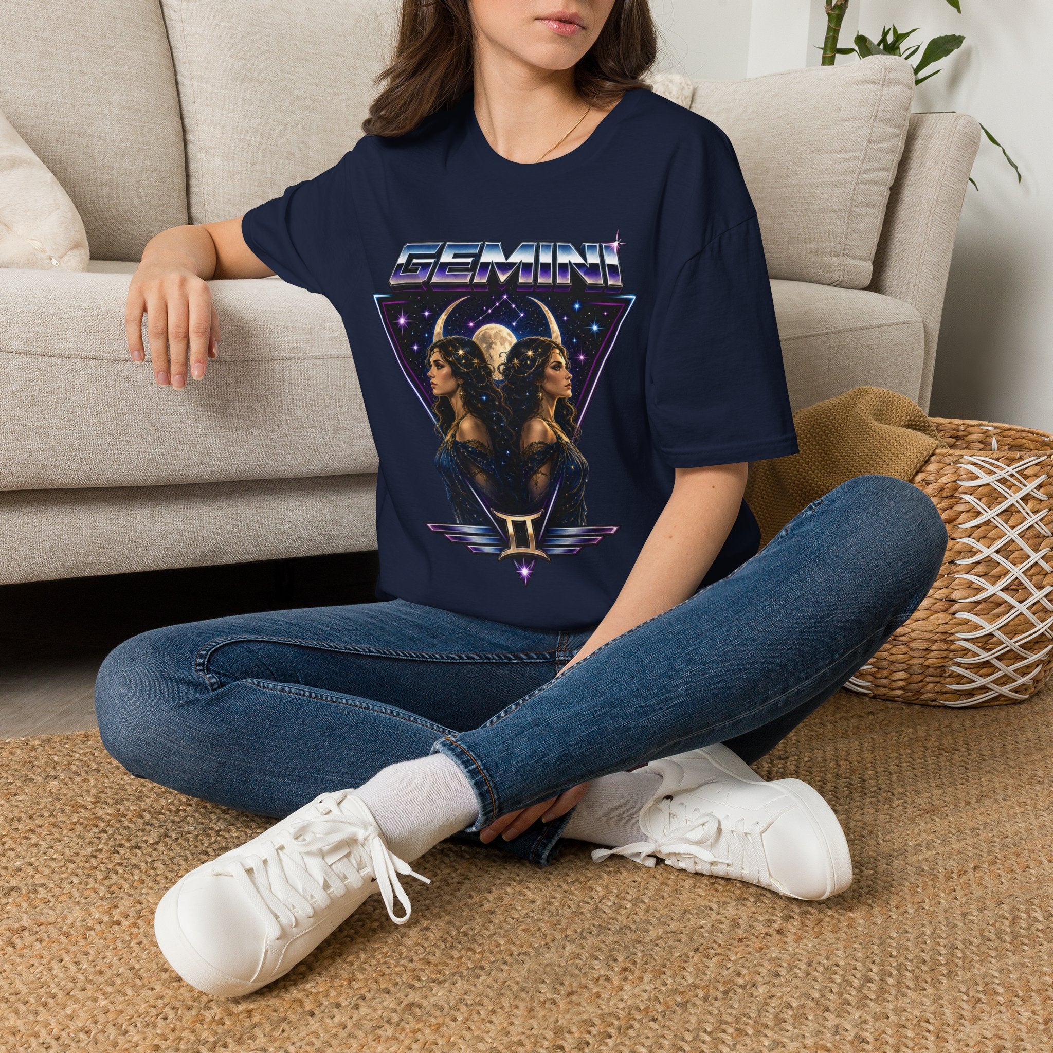 Gemini Zodiac T-Shirt — Retro Twin Constellation Graphic