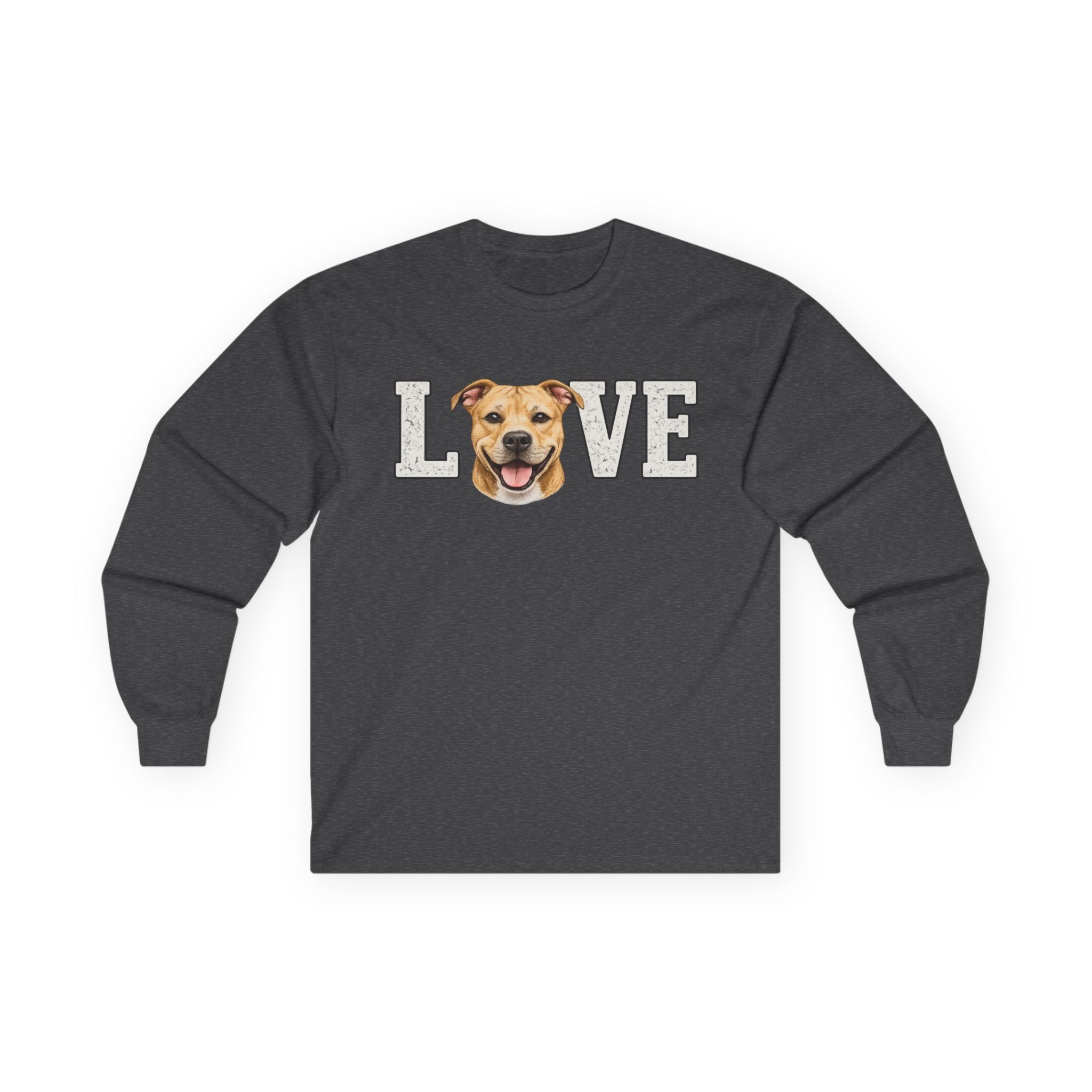 Love Dog Long Sleeve Tee — Cute Pet Portrait "LOVE" Shirt