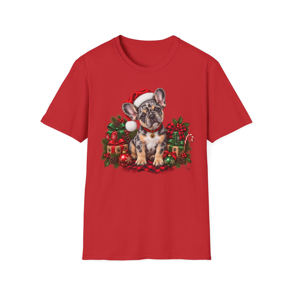 French Bulldog Christmas T-Shirt — Cute Santa Pup Holiday Tee
