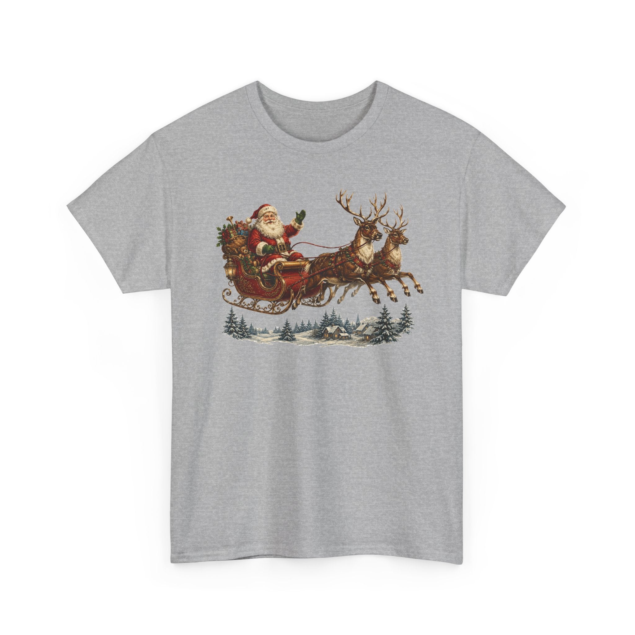 Santa Sleigh Christmas Tee — Vintage Holiday T-Shirt