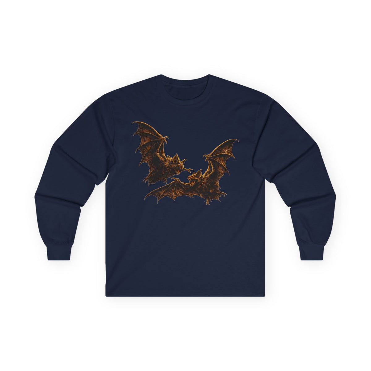 Bat Silhouette Long Sleeve Tee — Spooky Gothic Halloween Shirt