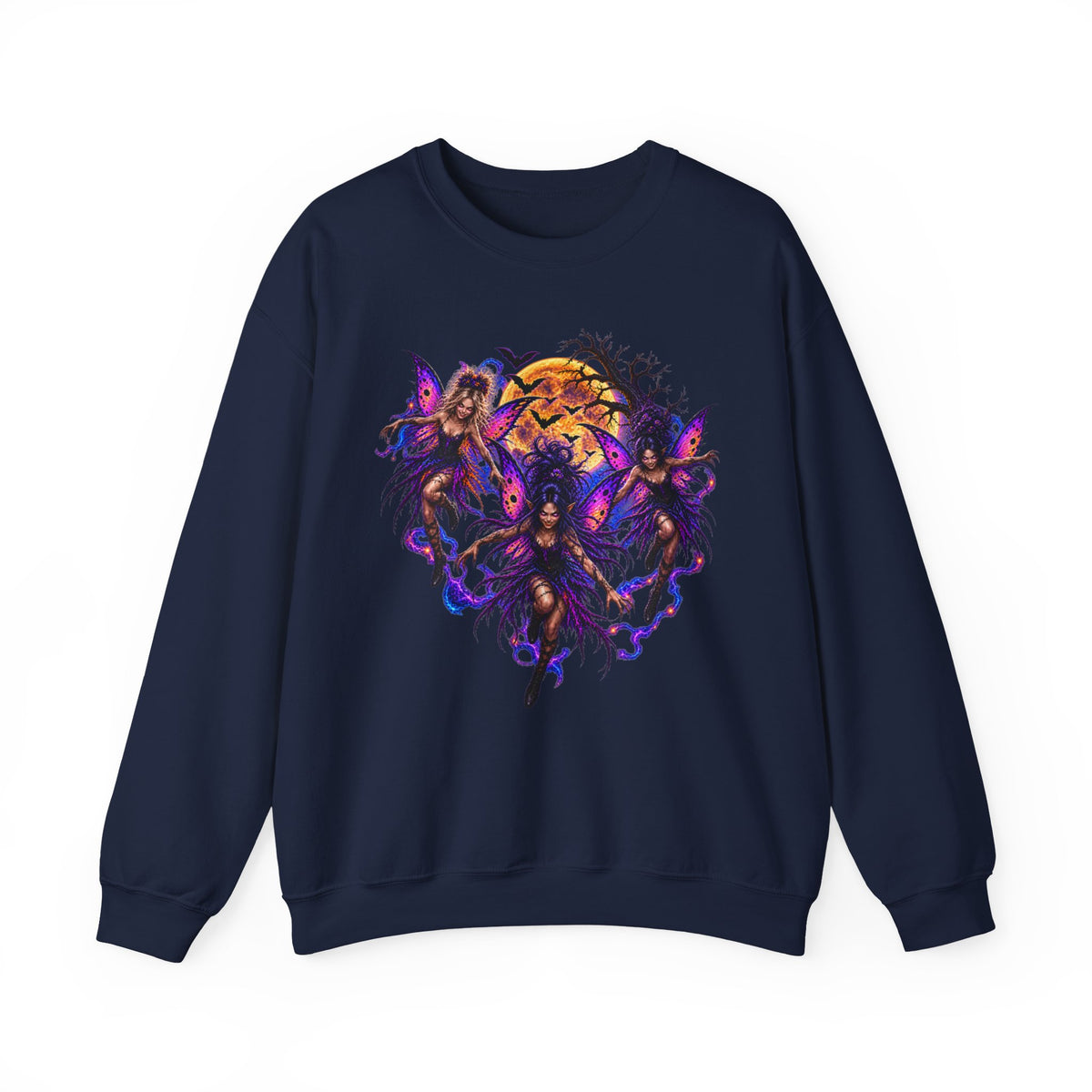 Fairy Moon Crewneck Sweatshirt — Gothic Purple Fairy Heart Graphic