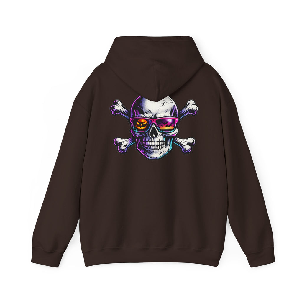 Skull & Crossbones Hoodie — Neon Sunglasses Pirate Skull Pullover