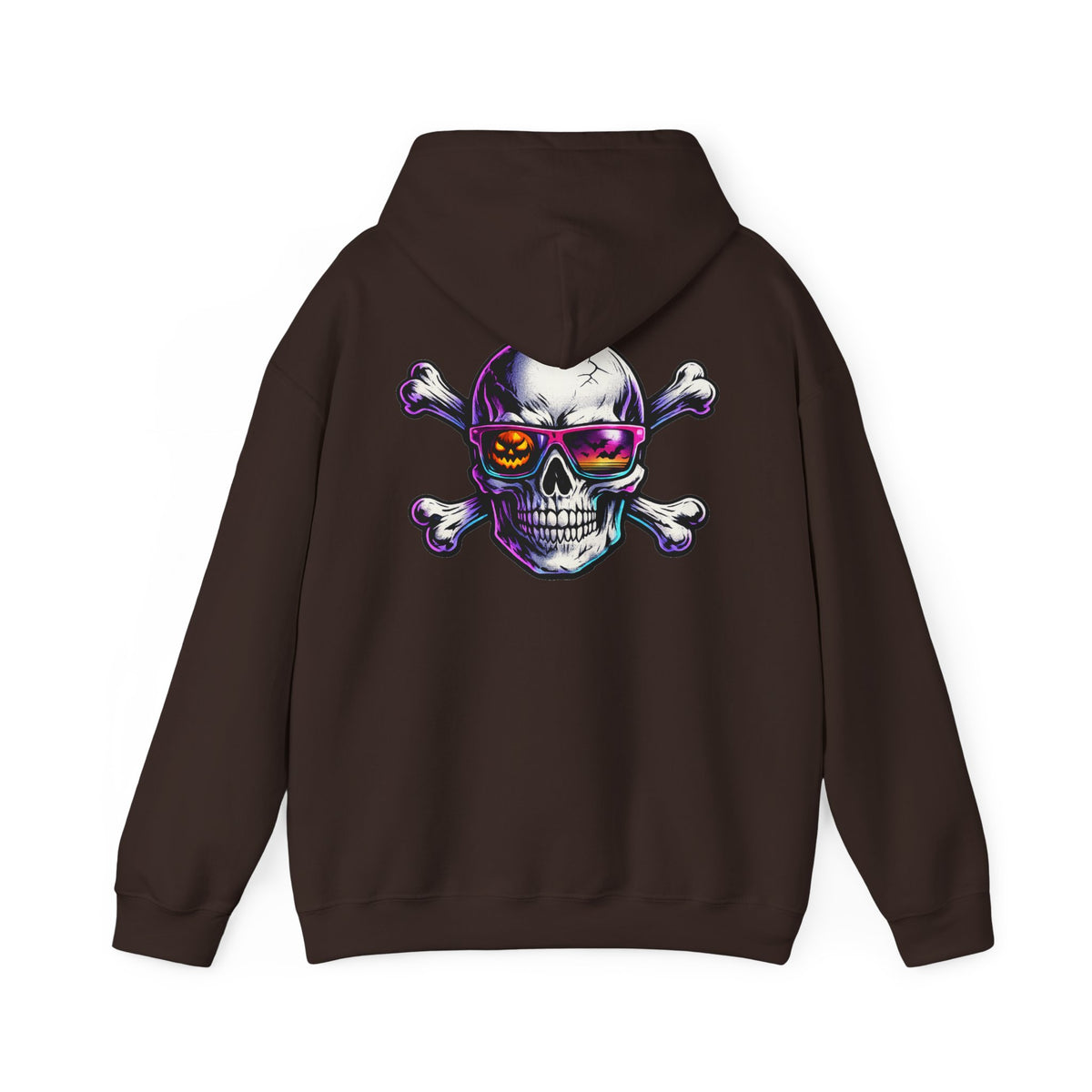 Skull & Crossbones Hoodie — Neon Sunglasses Pirate Skull Pullover