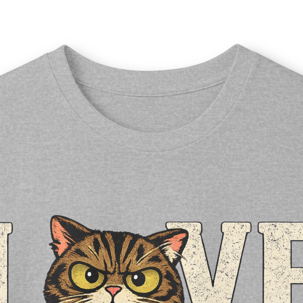 Long Sleeve Tee — "LOVE "tabby  Cat Face Graphic