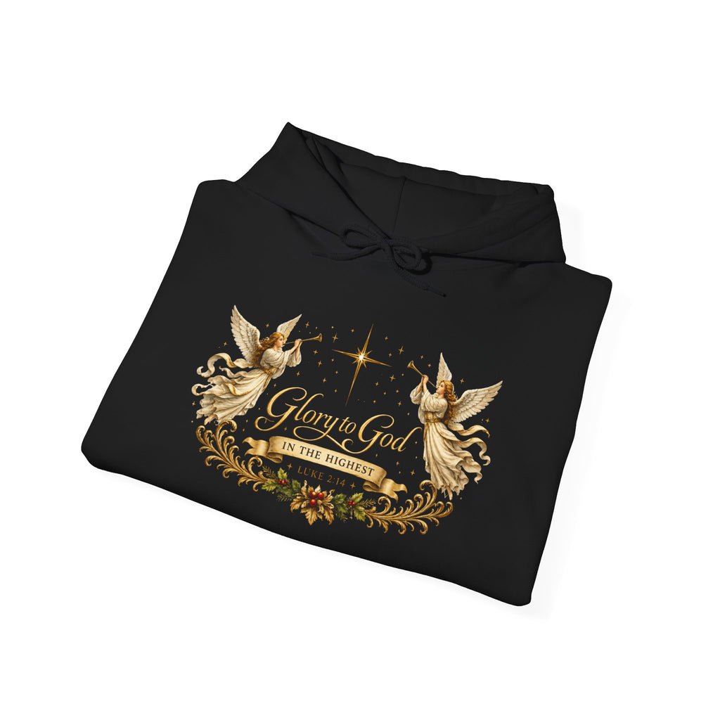 Glory to God Hoodie – Angelic Christmas Religious Sweatshirt