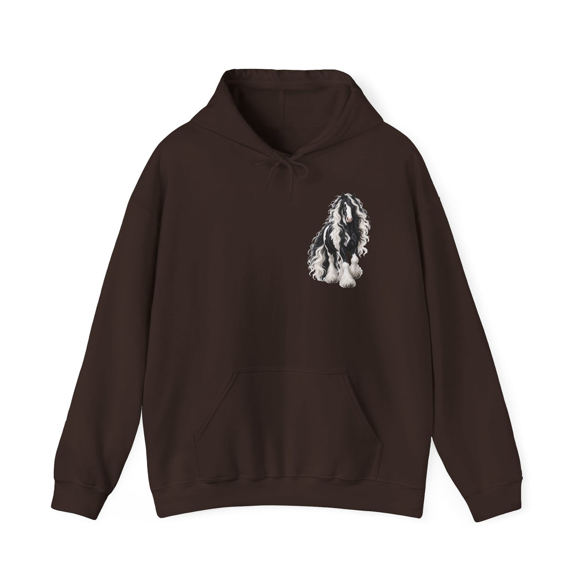 Gypsy Vanner Horse Pocket Hoodie — Small Chest Art, Equestrian Sweatshirt