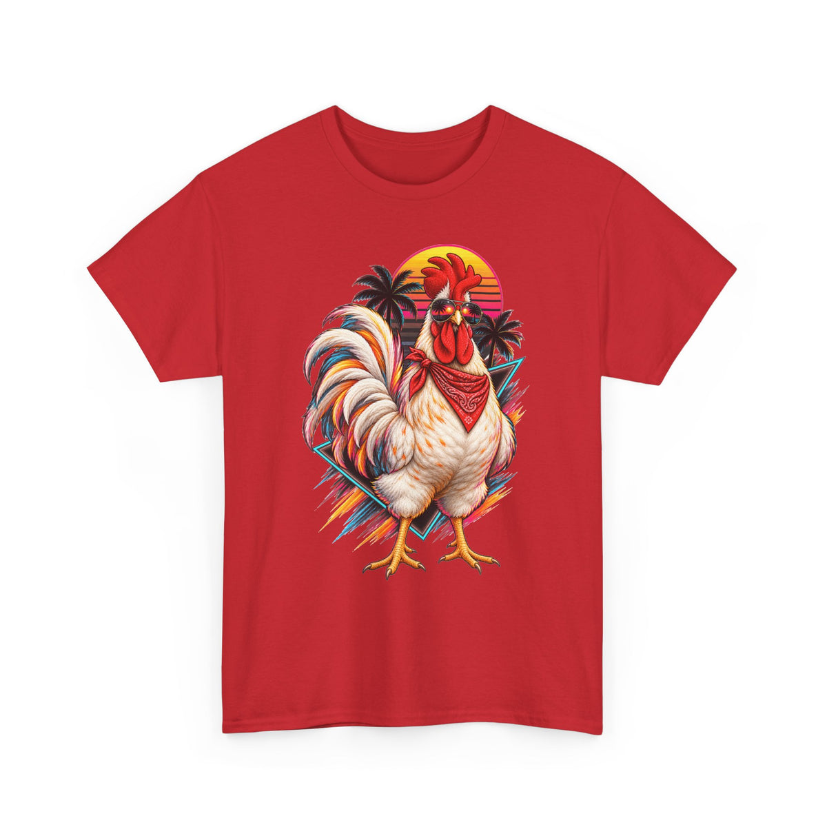 Rooster Sunset T-Shirt — Tropical Vintage Rooster Graphic Tee